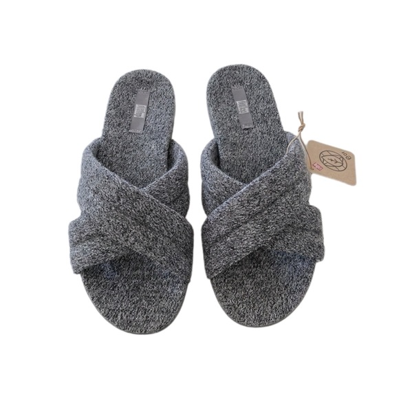 New FitFlop Womens Sandals Gracie Merino Wool Cross Slide Gray - Picture 2 of 4